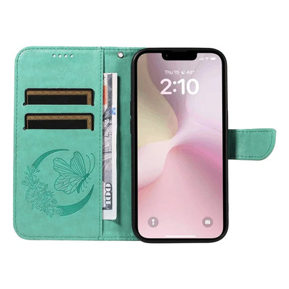 For iPhone SE (2024) Case with Hand Strap Butterfly PU Leather Wallet Phone Cover