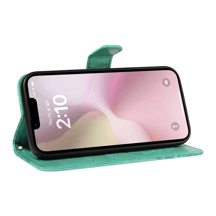 For iPhone SE (2024) Case with Hand Strap Butterfly PU Leather Wallet Phone Cover