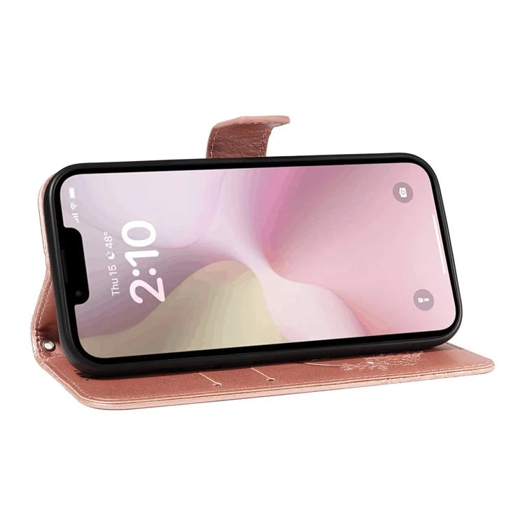 For iPhone SE (2024) Case with Hand Strap Butterfly PU Leather Wallet Phone Cover