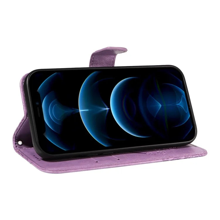 For iPhone 13 Pro Leather Case Butterfly Imprinted Stand Wallet Phone Cover