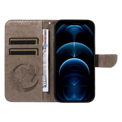 For iPhone 13 Pro Leather Case Butterfly Imprinted Stand Wallet Phone Cover