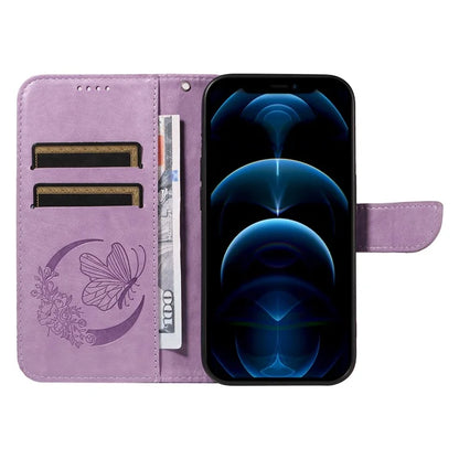 For iPhone 13 Pro Max Stand Case Butterfly Imprint Leather Phone Cover with Wallet