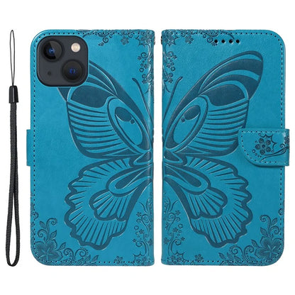 For iPhone 14 Case Butterfly Pattern Leather Phone Cover with Wallet Stand