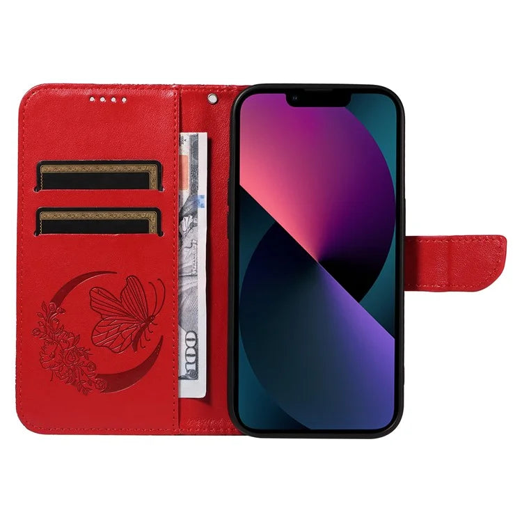 For iPhone 14 Case Butterfly Pattern Leather Phone Cover with Wallet Stand