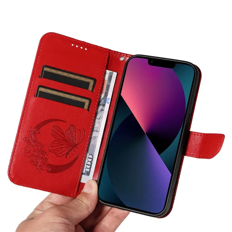 For iPhone 14 Case Butterfly Pattern Leather Phone Cover with Wallet Stand