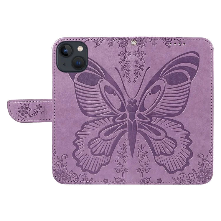 For iPhone 14 Case Butterfly Pattern Leather Phone Cover with Wallet Stand