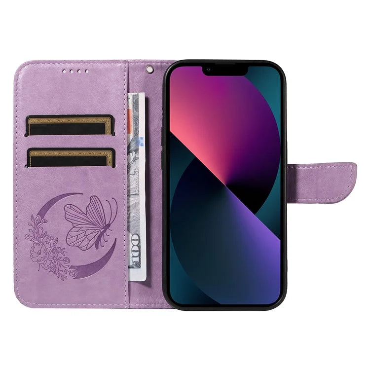 For iPhone 14 Case Butterfly Pattern Leather Phone Cover with Wallet Stand