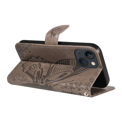For iPhone 14 Case Butterfly Pattern Leather Phone Cover with Wallet Stand