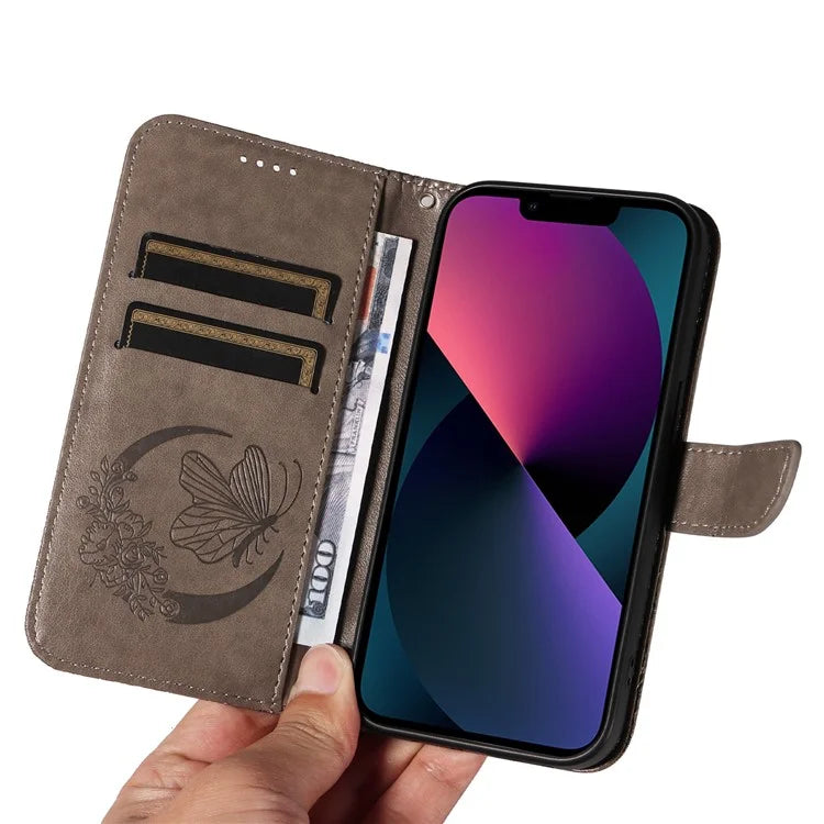 For iPhone 14 Case Butterfly Pattern Leather Phone Cover with Wallet Stand