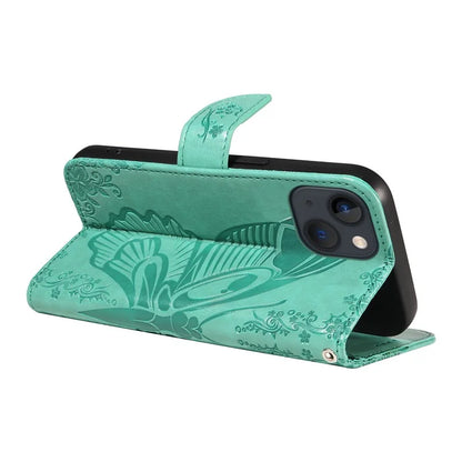 For iPhone 14 Case Butterfly Pattern Leather Phone Cover with Wallet Stand