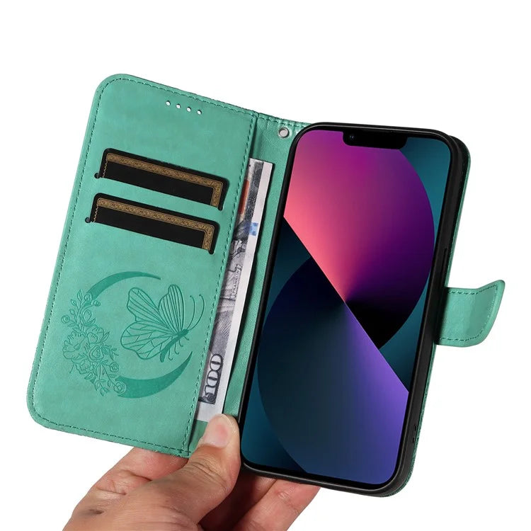 For iPhone 14 Case Butterfly Pattern Leather Phone Cover with Wallet Stand