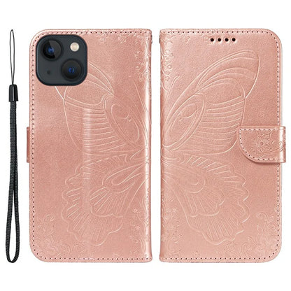 For iPhone 14 Case Butterfly Pattern Leather Phone Cover with Wallet Stand