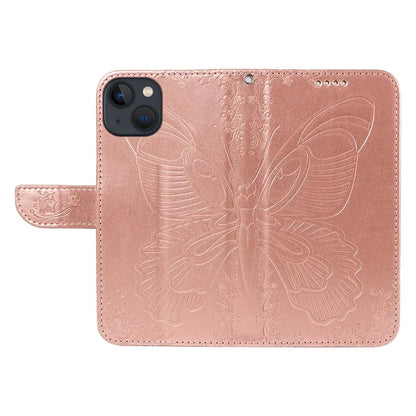For iPhone 14 Case Butterfly Pattern Leather Phone Cover with Wallet Stand