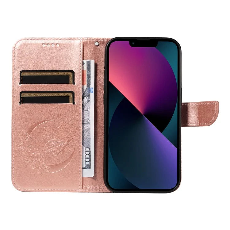 For iPhone 14 Case Butterfly Pattern Leather Phone Cover with Wallet Stand