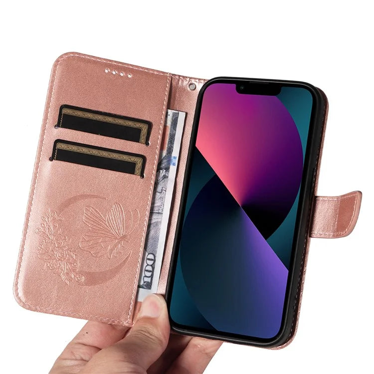 For iPhone 14 Case Butterfly Pattern Leather Phone Cover with Wallet Stand