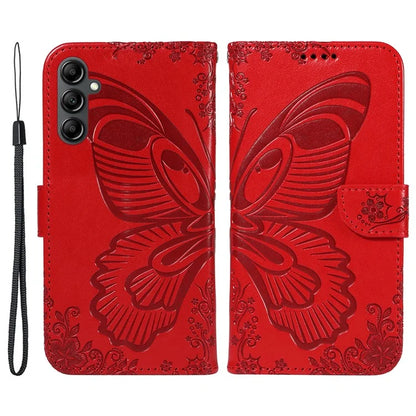 For Samsung Galaxy A55 5G Case Butterfly Imprint Leather Wallet Phone Cover with Strap