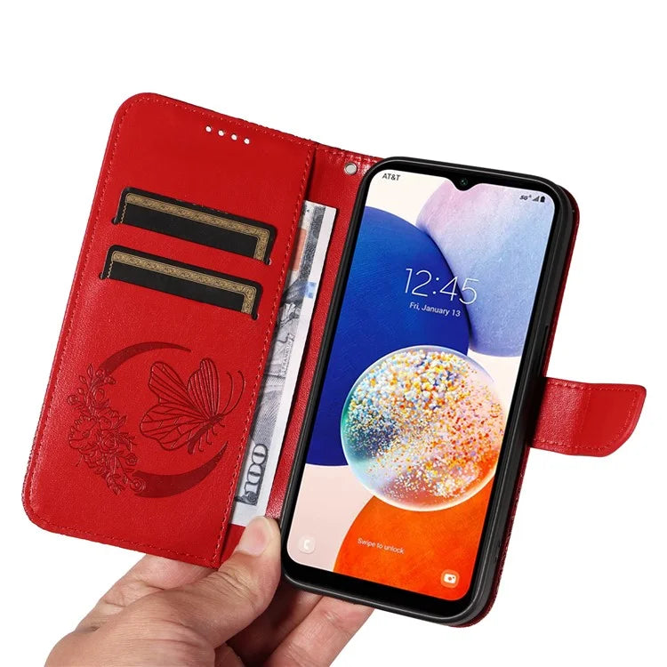 For Samsung Galaxy A34 5G Case Butterfly Imprinted Stand Leather Phone Cover