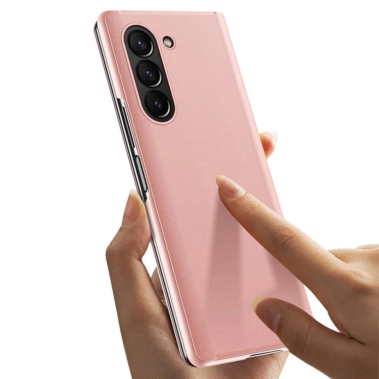 For Samsung Galaxy Z Fold6 5G Case View Window PU Leather+PC Electroplating Phone Cover