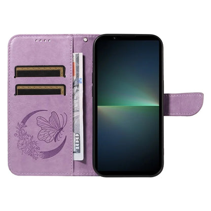 For Sony Xperia 5 V Case Butterfly Imprint Leather Wallet Phone Cover with Strap