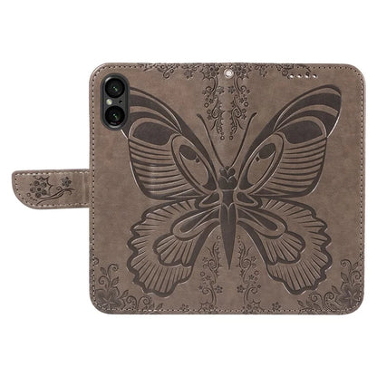For Sony Xperia 5 V Case Butterfly Imprint Leather Wallet Phone Cover with Strap