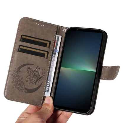 For Sony Xperia 5 V Case Butterfly Imprint Leather Wallet Phone Cover with Strap