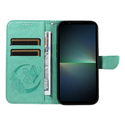 For Sony Xperia 5 V Case Butterfly Imprint Leather Wallet Phone Cover with Strap
