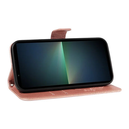 For Sony Xperia 5 V Case Butterfly Imprint Leather Wallet Phone Cover with Strap