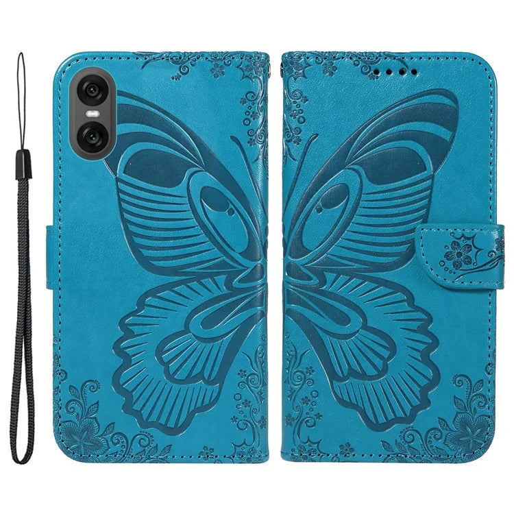 For Sony Xperia 10 VI Case PU Leather Butterfly Pattern Phone Wallet Cover