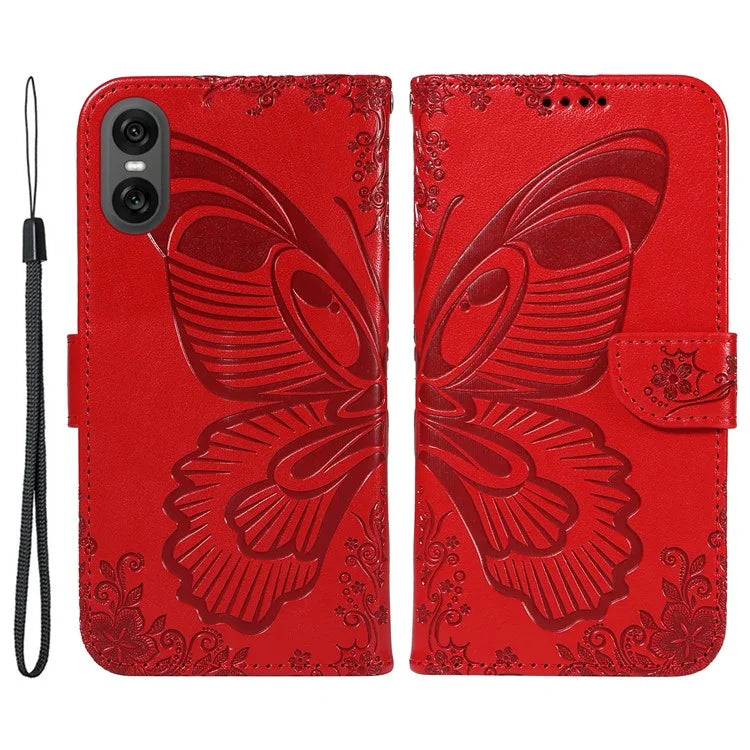 For Sony Xperia 10 VI Case PU Leather Butterfly Pattern Phone Wallet Cover