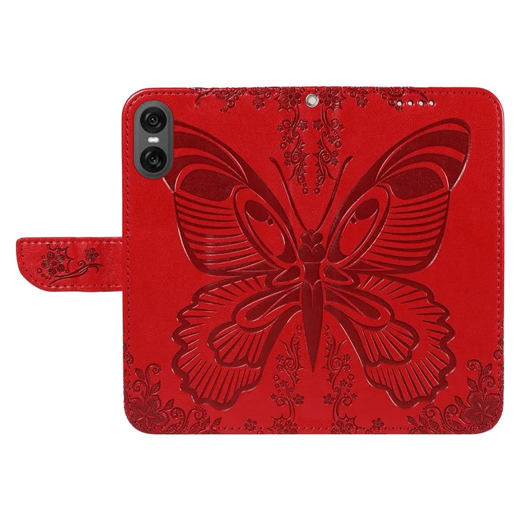 For Sony Xperia 10 VI Case PU Leather Butterfly Pattern Phone Wallet Cover