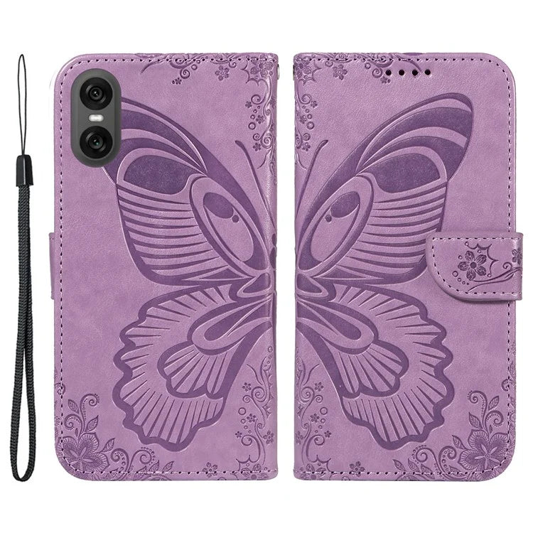 For Sony Xperia 10 VI Case PU Leather Butterfly Pattern Phone Wallet Cover