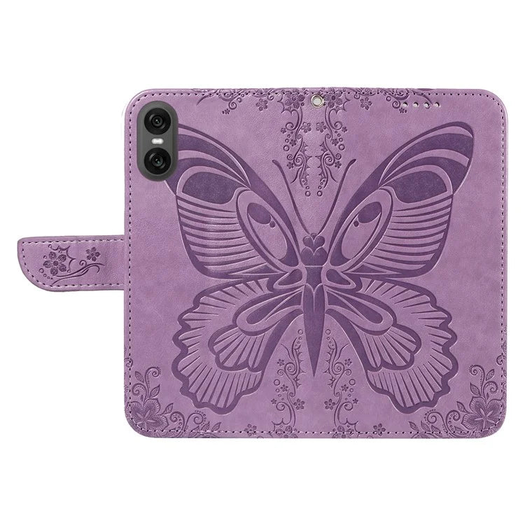For Sony Xperia 10 VI Case PU Leather Butterfly Pattern Phone Wallet Cover
