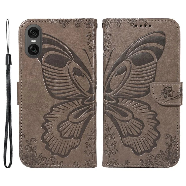 For Sony Xperia 10 VI Case PU Leather Butterfly Pattern Phone Wallet Cover