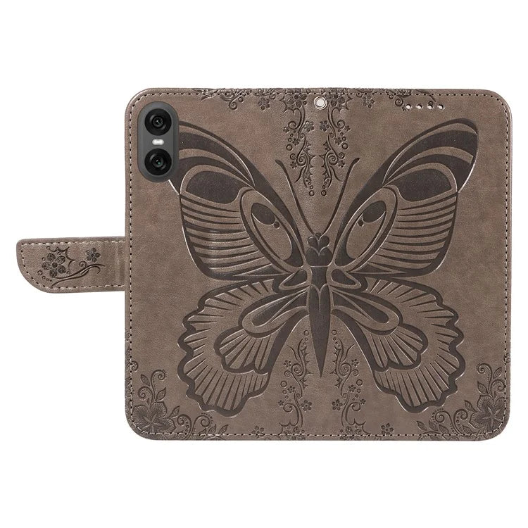 For Sony Xperia 10 VI Case PU Leather Butterfly Pattern Phone Wallet Cover