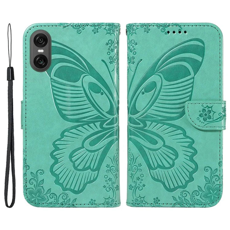 For Sony Xperia 10 VI Case PU Leather Butterfly Pattern Phone Wallet Cover