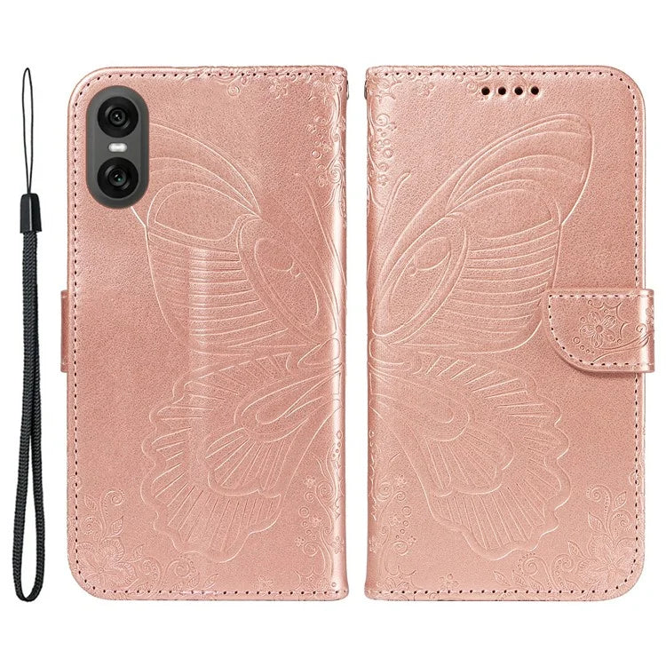 For Sony Xperia 10 VI Case PU Leather Butterfly Pattern Phone Wallet Cover