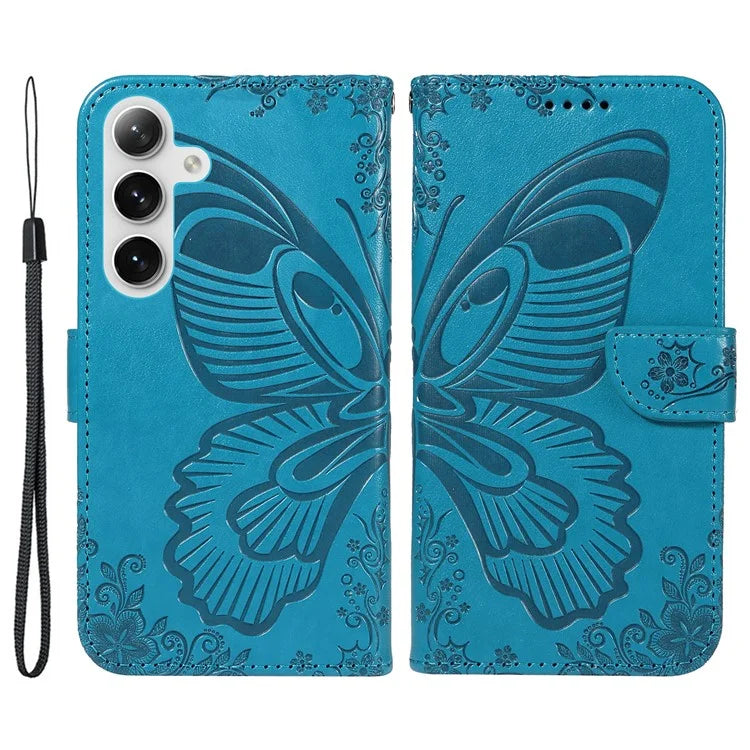 For Samsung Galaxy S24+ Case Flip Wallet Butterfly Pattern PU Leather Phone Cover