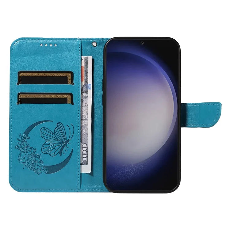 For Samsung Galaxy S24+ Case Flip Wallet Butterfly Pattern PU Leather Phone Cover