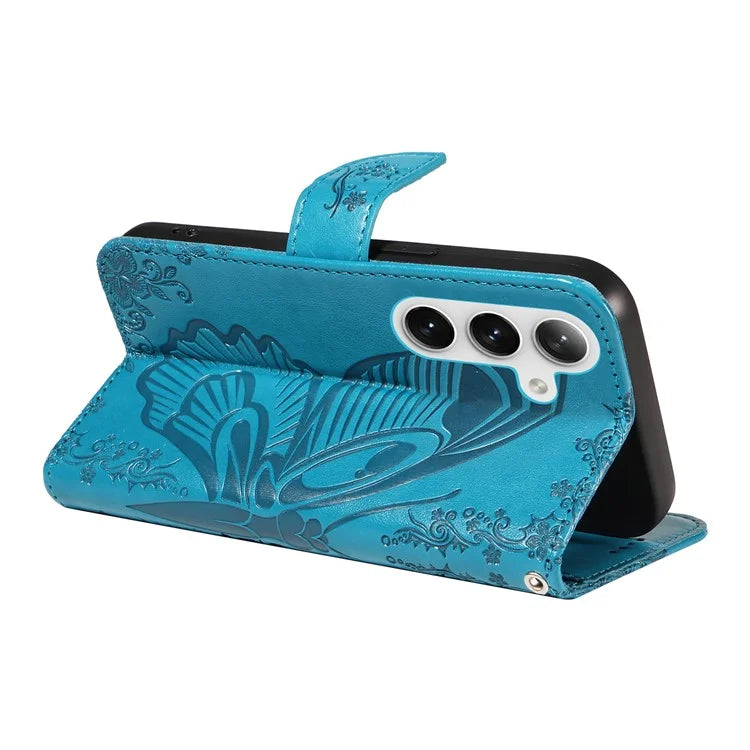 For Samsung Galaxy S24+ Case Flip Wallet Butterfly Pattern PU Leather Phone Cover