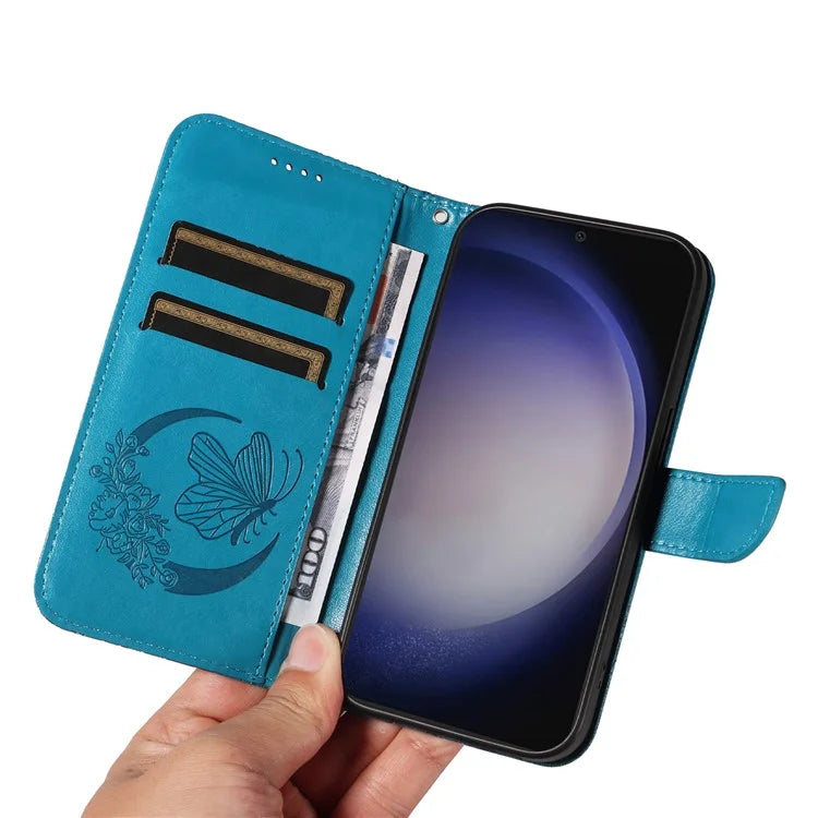 For Samsung Galaxy S24+ Case Flip Wallet Butterfly Pattern PU Leather Phone Cover