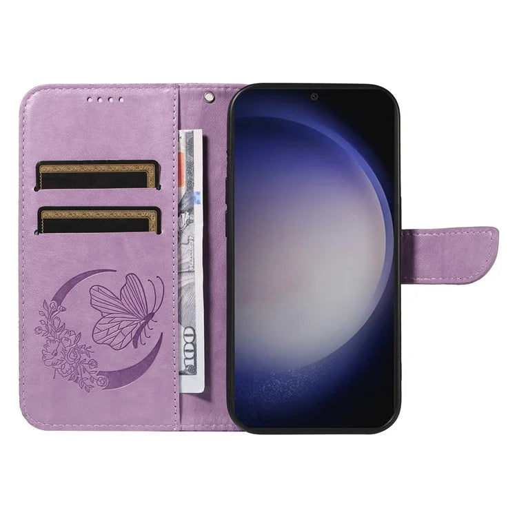 For Samsung Galaxy S24+ Case Flip Wallet Butterfly Pattern PU Leather Phone Cover