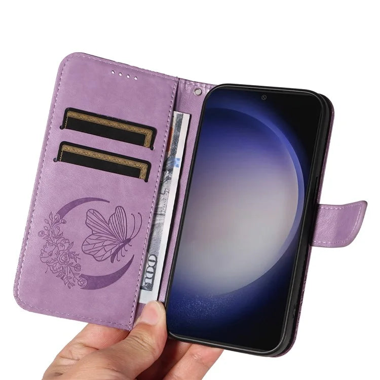 For Samsung Galaxy S24+ Case Flip Wallet Butterfly Pattern PU Leather Phone Cover