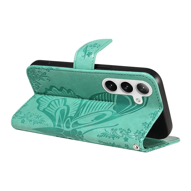 For Samsung Galaxy S24+ Case Flip Wallet Butterfly Pattern PU Leather Phone Cover