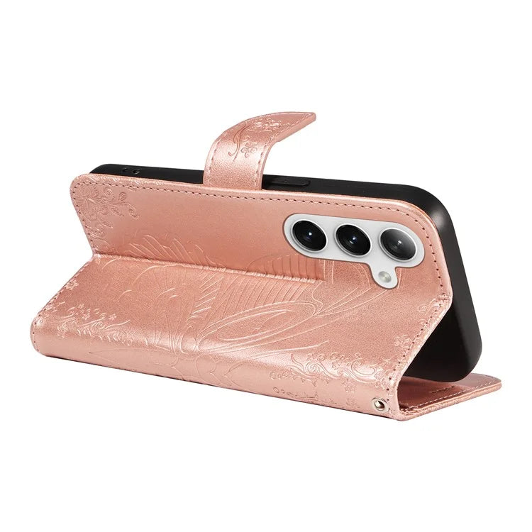 For Samsung Galaxy S24+ Case Flip Wallet Butterfly Pattern PU Leather Phone Cover