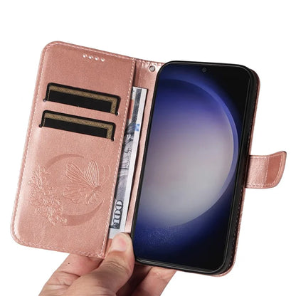 For Samsung Galaxy S24+ Case Flip Wallet Butterfly Pattern PU Leather Phone Cover