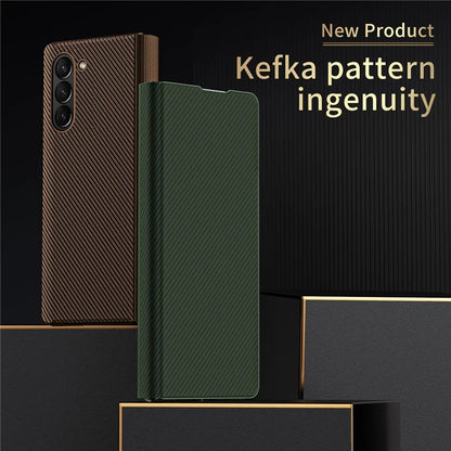 For Samsung Galaxy Z Fold6 5G Case Kevlar Texture Leather+PC Stand Phone Cover