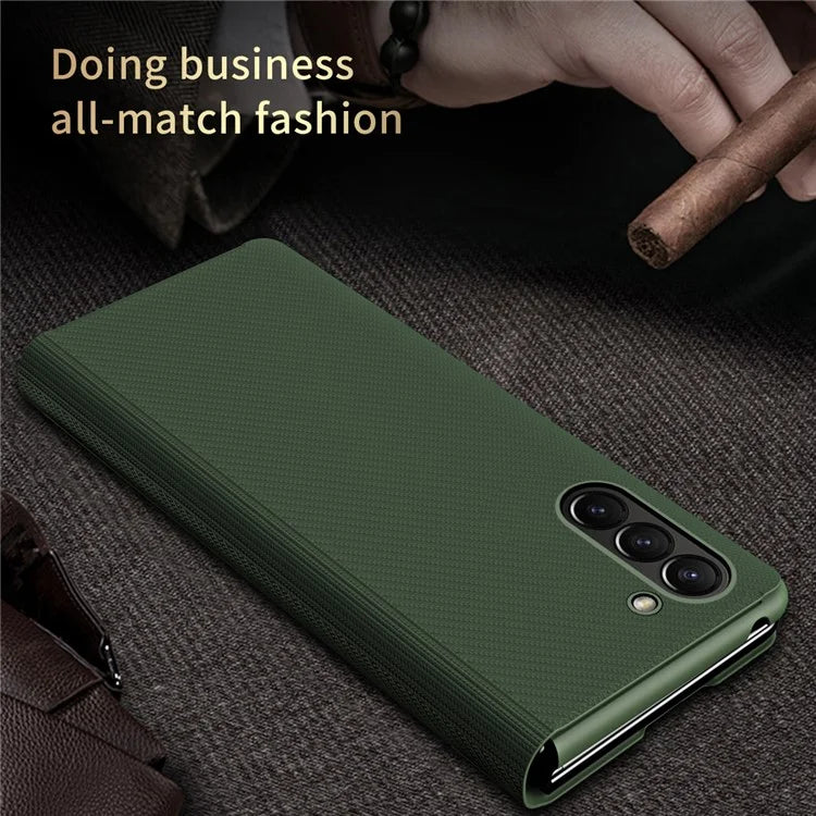 For Samsung Galaxy Z Fold6 5G Case Kevlar Texture Leather+PC Stand Phone Cover