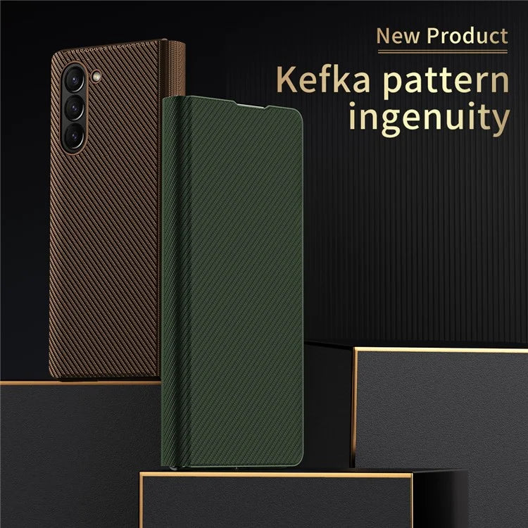 For Samsung Galaxy Z Fold6 5G Case Kevlar Texture Leather+PC Stand Phone Cover