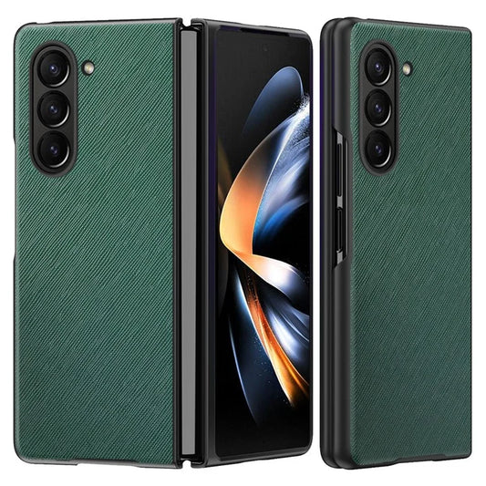 For Samsung Galaxy Z Fold6 5G Case Anti-Scratch PU Leather + PC Phone Cover Cross Texture
