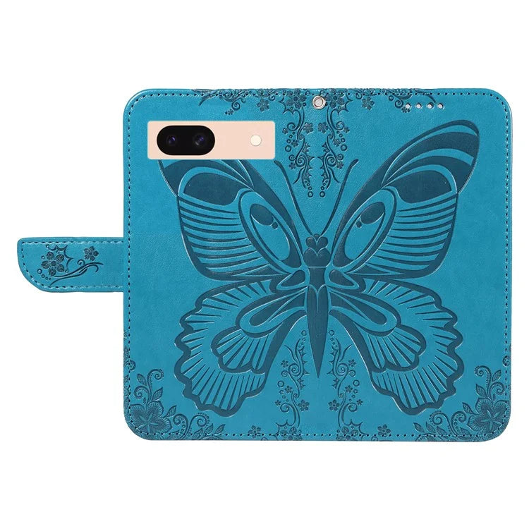 For Google Pixel 8a Case Butterfly Pattern Leather Phone Cover with Magnetic Clasp